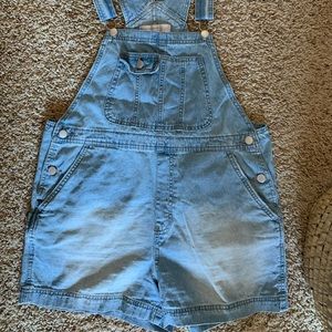 Light wash denim shortalls